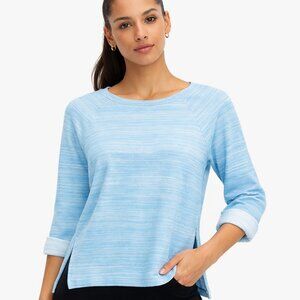 Lou & Grey Side Slit Space-Dyed Zen Sweater / Sweatshirt Heathered Blue | XS